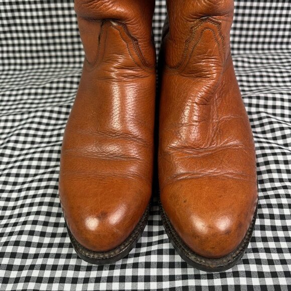 Lucchese 2000 Vintage Reddish Brown Men's Leather Cowboy Western Boots Size 9 B - Picture 2 of 8
